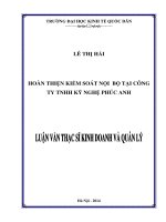 HOÀN THIỆN KIỂM SOÁT nội bộ tại CÔNG TY TNHH kỹ NGHỆ PHÚC ANH