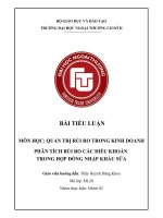 MÔN học QUẢN TRỊ rủi RO TRONG KINH DOANH PHÂN TÍCH rủi RO các điều KHOẢN TRONG hợp ĐỒNG NHẬP KHẨU sữa 