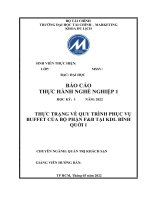 THỰC TRẠNG VỀ QUY TRÌNH PHỤC VỤ BUFFET CỦA BỘ PHẬN FB TẠI KDL BÌNH QUỚI 1