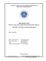 BÀI BÁO CÁO Môn học Lập trình và phát triển ứng dụng Web nâng cao. ĐỀ TÀI Quản lý bán hàng điện thoại