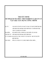THUYẾT MINH KẾ HOẠCH TỔ CHỨC THÍ NGHIỆM VÀ QUẢN LÝ VẬT LIỆU XÂY DỰNG CÔNG TRÌNH