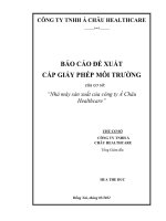 BÁO CÁO ĐỀ XUẤT CẤP GIẤY PHÉP MÔI TRƯỜNG“Nhà máy sản xuất công ty Á Châu Healthcare” CHỦ CƠ SỞ CÔNG TY TNHH Á CHÂU HEALTHCARE