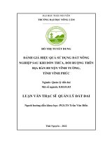 Đánh giá hiệu quả sử dụng đất nông nghiệp sau khi dồn thửa, đổi ruộng trên địa bàn huyện vĩnh tường, tỉnh vĩnh phúc 