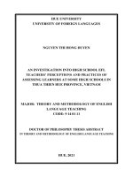 AN INVESTIGATION INTO HIGH SCHOOL EFL TEACHERS’ PERCEPTIONS AND PRACTICES OF ASSESSING LEARNERS AT SOME HIGH SCHOOLS IN THUA THIEN HUE PROVINCE, VIETNAM