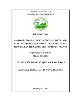 Đánh giá công tác bồi thường giải phóng mặt bằng, tái định cư của một số dự án khu dân cư trên địa bàn thị xã phổ yên, tỉnh thái nguyên 