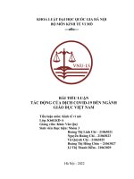 BÀI TIỂU LUẬN TÁC ĐỘNG CỦA DỊCH COVID-19 ĐẾN NGÀNH GIÁO DỤC VIỆT NAM