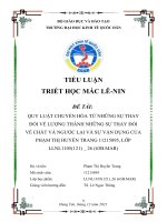 QUY LUẬT CHUYỂN hóa từ NHỮNG sự THAY đổi về LƯỢNG THÀNH NHỮNG sự THAY đổi về CHẤT và NGƯỢC lại và sự vận DỤNG của PHẠM THỊ HUYỀN TRANG 11215895, 