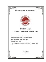 TIỂU LUẬN QUẢN lý NHÀ nước về GIÁO dục  thực hiện nhiệm vụ nâng cao chất lượng nguồn nhân lực, đổi mới và phát triển nhanh giáo dục và đào tạo 