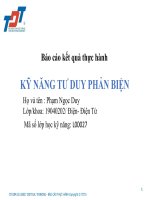 Báo cáo kết quả thực hành KỸ NĂNG TƯ DUY PHẢN BIỆN