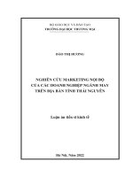 Nghiên cứu marketing nội bộ của các doanh nghiệp ngành may trên địa bàn tỉnh thái nguyên 