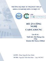 ĐỒ án CÔNG NGHỆ CADCAMCNC tên đề tài  thiết kế và mô phỏng cơ cấu cửa nâng hạ tên đề tài  thiết kế, mô phỏng gia công khuôn hũ matsu 2300ml 