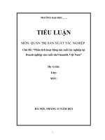 TIỂU LUẬN môn QUẢN TRỊ sản XUẤT tác NGHIỆP chủ đề phân tích hoạt động sản xuất tác nghiệp tại doanh nghiệp sản xuất sữavinamilk việt nam 