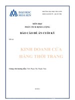 MÔN học PHÂN TÍCH ĐỊNH LƯỢNG báo cáo đề án CUỐI kỳ đề tài  KINH DOANH cửa HÀNG THỜI TRANG 