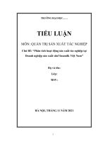 TIỂU LUẬN MÔN QUẢN TRỊ SẢN XUẤT TÁC NGHIỆP Chủ Đề Phân tích hoạt động sản xuất tác nghiệp tại Doanh nghiệp sản xuất sữaVinamilk Việt Nam