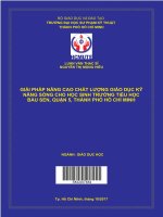 Giải pháp nâng cao chất lượng giáo dục kỹ năng sống cho học sinh trường tiểu học bàu sen, quận 5, thành phố hồ chí minh 