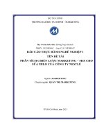 Phân tích chiến lượ – mix cho sữa milo của công ty nestlé 