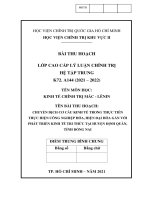 KINH TẾ CHÍNH TRỊ MÁC - LÊNIN CHUYỂN DỊCH CƠ CẤU KINH TẾ TRONG THỰC TIỄN THỰC HIỆN CÔNG NGHIỆP HÓA, HIỆN ĐẠI HÓA  GẮN VỚI PHÁT TRIỂN KINH TẾ TRI THỨC  TẠI HUYỆN ĐỊNH QUÁN, TỈNH ĐỒNG NAI