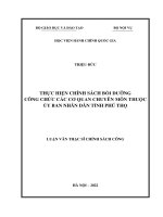 Thực hiện chính sách bồi dưỡng công chức các cơ quan chuyên môn thuộc ủy ban nhân dân tỉnh phú thọ 