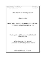 (TÓM tắt LUẬN văn THẠC sĩ) thực hiện pháp luật về quyền trẻ em   từ thực tiễn tỉnh quảng trị 