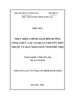 (TÓM tắt LUẬN văn THẠC sĩ) thực hiện chính sách bồi dưỡng công chức các cơ quan chuyên môn thuộc ủy ban nhân dân tỉnh phú thọ 