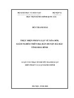 Thực hiện pháp luật về xóa đói, giảm nghèo trên địa bàn huyện đà bắc, tỉnh hòa bình 