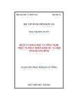 (LUẬN văn THẠC sĩ) quản lý khoa học và công nghệ phục vụ phát triển kinh tế   xã hội tỉnh quảng bình 