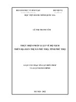 Thực hiện pháp luật về hộ tịch trên địa bàn thị xã phú thọ, tỉnh phú thọ 