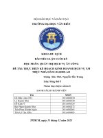 Thực hiện kế hoạch kinh doanh dịch vụ ẩm thực nhà hàng haidilao 