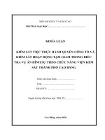 KIỂM sát VIỆC THỰC HÀNH QUYỀN CÔNG tố và KIỂM sát HOẠT ĐỘNG tạm GIAM TRONG điều TRA vụ án HÌNH sự THEO CHỨC NĂNG VIỆN kểm sát THÀNH PHỐ CAO BẰNG  
