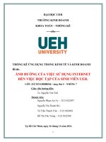 THỐNG kê ỨNG DỤNG TRONG KINH tế và KINH DOANH đề tài ẢNH HƯỞNG của VIỆC sử DỤNG INTERNET đến VIỆC học tập của SINH VIÊN UEH  