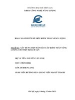 BÁO CÁO CHUYÊN ĐỀ MÔN KIỂM TOÁN NĂNG LƯỢNG Tên đề tài: XÂY DỰNG MỘT BẢN BÁO CÁO KIỂM TOÁN NĂNG LƯỢNG CHO MỘT KHÁCH SẠN