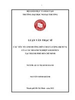 Các yếu tố ảnh hưởng đến chất lượng dịch vụ của các doanh nghiệp logistics tại Thành phố Hồ Chí Minh