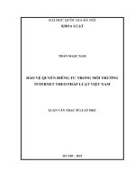 Bảo vệ quyền riêng tư trong môi trường internet theo pháp luật việt nam 