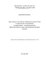 THỰC TRẠNG TUÂN THỦ QUY TRÌNH THAY BĂNG VẾT MỔ VÀ MỘT SỐ YẾU TỐ ẢNH HƯỞNG TẠI KHOA BỎNG – TẠO HÌNH THẨM MỸ, BỆNH VIỆN TRƯNG VƯƠNG, THÀNH PHỐ HỒ CHÍ MINH NĂM 2021