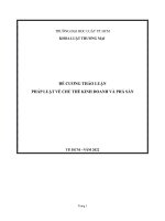 Đề cương thảo luận pháp luật về chủ thể kinh doanh và phá sản 