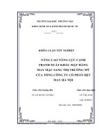 NÂNG CAO NĂNG lực CẠNH TRANH XUẤT KHẨU mặt HÀNG MAY mặc SANG THỊ TRƯỜNG mỹ của TỔNG CÔNG TY cổ PHẦN dệt MAY hà nội 