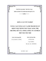 NÂNG CAO NĂNG lực CẠNH TRANH XUẤT KHẨU mặt HÀNG MAY mặc SANG THỊ TRƯỜNG mỹ của TỔNG CÔNG TY cổ PHẦN dệt MAY hà nội 