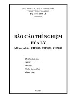BÁO cáo THÍ NGHIỆM hóa lý báo cáo THÍ NGHIỆM bài 1 ĐỊNH LUẬT PHÂN bố 