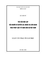 Yêu cầu độc lập của người có quyền lợi, nghĩa vụ liên quan theo pháp luật tố tụng dân sự việt nam 