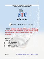 Giới thiệu, phân tích mô hình quản lý chất lượng và cách thức tổ chức, đánh giá và áp dụng hệ thống quản lý chất lượng trong công ty cổ phần sữa việt nam (vinamilk)  