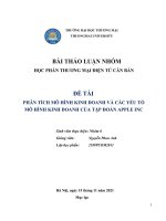 ĐỀ tài PHÂN TÍCH mô HÌNH KINH DOANH và các yếu tố mô HÌNH KINH DOANH của tập đoàn APPLE INC 