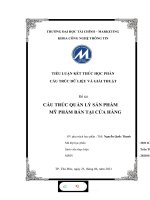 TIỂU LUẬN cấu TRÚC dữ LIỆU và GIẢI THUẬT đề tài cấu TRÚC QUẢN lý sản PHẨM mỹ PHẨM bán tại cửa HÀNG 