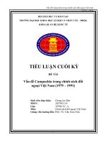 TIỂU LUẬN CUỐI kỳ đề tài vấn đề campuchia trong chính sách đối ngoại việt nam (1979 – 1991) 