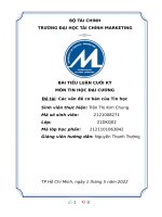 TIỂU LUẬN CUỐI kỳ môn TIN học đại CƯƠNG đề tài các vấn đề cơ bản của tin học 