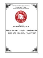 TIỂU LUẬN KINH DOANH QUỐC TẾ ẢNH HƯỞNG CỦA VĂN HÓA ANH ĐẾN CHIẾN LƯỢC KINH DOANH CỦA VOLKSWAGEN