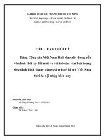 TIỂU LUẬN đảng cộng sản việt nam lãnh đạo xây dựng nền văn hoá thời kỳ đổi mới và vai trò của văn hoá trong việc định hình thang bảng giá trị thế hệ trẻviệtnam 