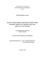 Quản lý hoạt động giáo dục kỹ năng sống cho học sinh ở các trường tiểu học khu vực Tây Nguyên