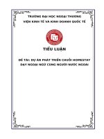 TIỂU LUẬN KINH TẾ ĐẦU TƯ  ĐỀ TÀI: DỰ ÁN PHÁT TRIỂN CHUỖI HOMESTAY DẠY NGOẠI NGỮ CÙNG NGƯỜI NƯỚC NGOÀI