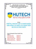 NHỮNG THUẬN lợi và KHÓ KHĂN KHI SỐNG XA NHÀ của SINH VIÊN HUTECH năm NHẤT 