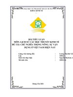 TIỂU LUẬN môn LỊCH sử các học THUYẾT KINH tế đề tài CHỦ NGHĨA TRỌNG NÔNG  sự vận DỤNG ở VIỆT NAM HIỆN NAY 